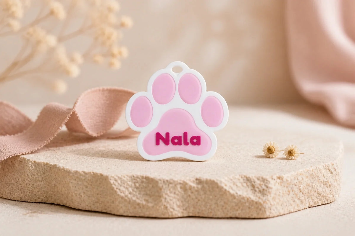 Personalisierte Hundemarke Pfotenliebe mit Namen Nala